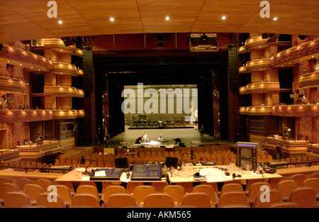 Inside the main auditorium The Donald Gordon Theatre in Wales Millennium Centre, Cardiff Bay, South Wales, UK Stock Photo