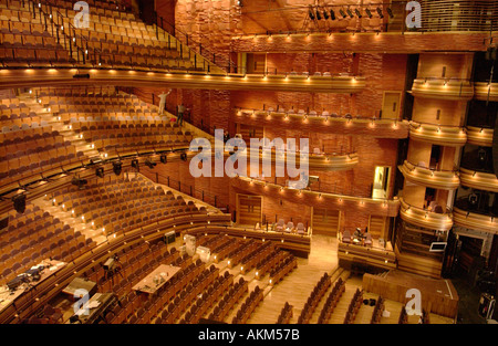 Inside the main auditorium The Donald Gordon Theatre in Wales Millennium Centre, Cardiff Bay, South Wales, UK Stock Photo