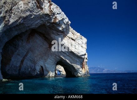 Greece Zakynthos Alikes Alykes Blue Caves on northeast corner of island Stock Photo