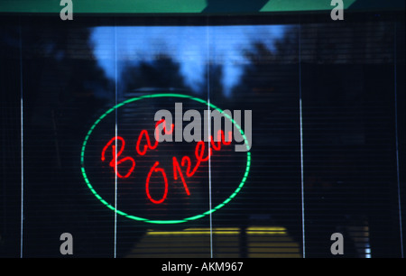Bar open neon light Stock Photo
