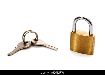 Small "personal lock" and keys Stock Photo