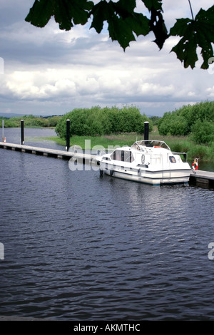 Pleasure boat moored on Lough Allen near Drumshanbo, County Leitrim, Republic of Ireland Stock Photo