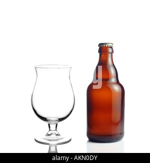 Beer glass and a beer bottle Stock Photo