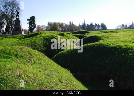 Preserved trench in Beaumont-Hamel Newfoundland Memorial Park, Somme France Stock Photo