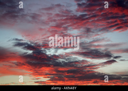 Spectacular red clouds at sunset 3- Radley Oxfordshire Stock Photo