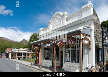 Pharmacy on the Main Street in the historic old gold mining town of Arrowtown, near Queenstown, South Island, New Zealand Stock Photo