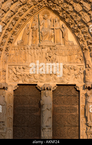 Doorway at Notre Dame Cathedral Paris France Stock Photo