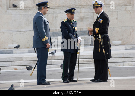 Greek army, navy and air force officers Stock Photo