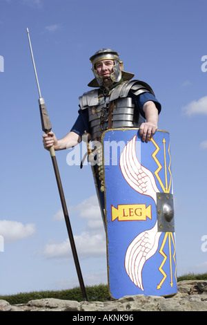 Corbridge Hadrian Wall Roman Soldier With Scutum Shield Javelin Stock 