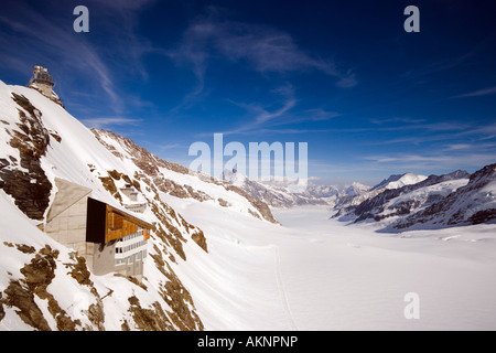 Sphinx Observatory Jungfraujoch Top of Europe Aletsch Glacier Grindelwald Bernese Oberland highlands Switzerland Stock Photo