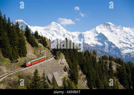 Schynige Platte Railway, Eiger Monch Jungfrau Schynige Platte Interlaken Bernese Oberland highlands Switzerland Stock Photo