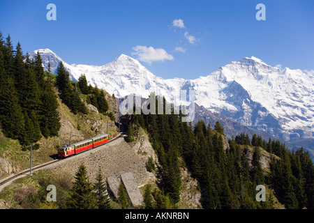 Schynige Platte Railway, Eiger Monch Jungfrau Schynige Platte Interlaken Bernese Oberland highlands Switzerland Stock Photo