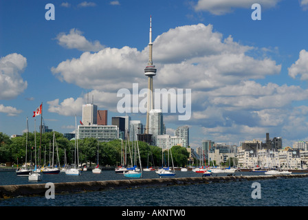 Moored sailboats at National and Alexandra Yacht Clubs Toronto Lake Ontario Stock Photo