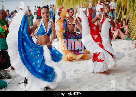 Mauritius Trou aux Biches sega dancers Stock Photo