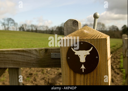 Beware of the Bull warning sign on country footpath Wales UK 2007 Stock Photo