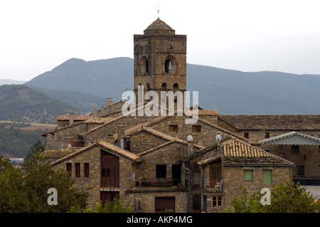 View of Ainsa Sobrarbe in the Spanish Pyrenees Stock Photo