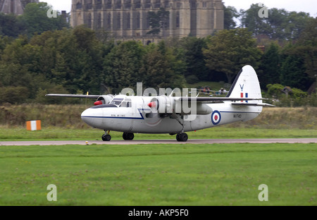 Percival Pembroke WV-740 plane taxiing on runway at Shoreham airshow, Sussex, England. Lancing College is in the background. Stock Photo