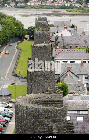 North Wales town of Conwy viewed from ancient town walls Snowdonia national park UK Britain Stock Photo
