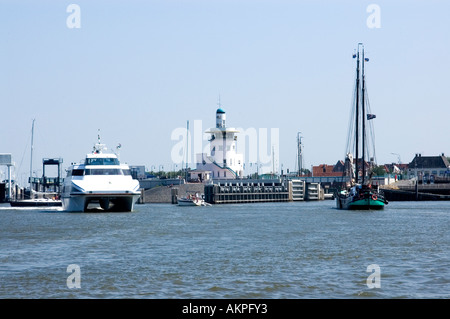 Terschelling  Netherlands port Harbor Ferry Boat Stock Photo