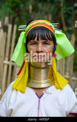 Long Necked Karen or Pa Dong tribe is a hill tribe living deep inside Myanmar border with thailand s Ban Nam Phiang Din Women of Stock Photo