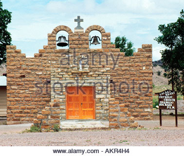 The Quemado Sacred Heart Catholic Church has service at noon Stock ...