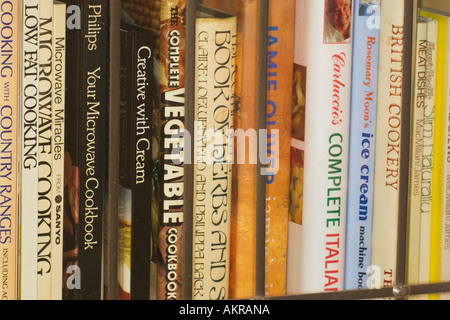 cook books on shelf Stock Photo