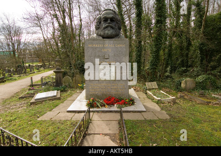 Tomb of Karl Marx in Highgate cemetary in London, England Stock Photo