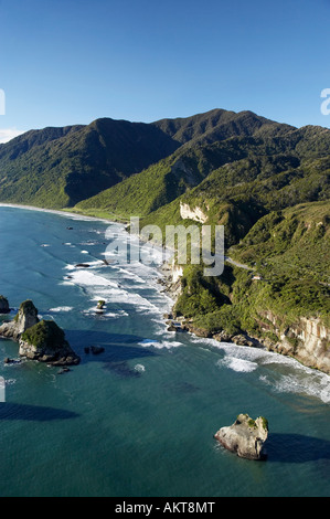 Twelve Mile Bluff and Motukiekie Rocks north of Greymouth West Coast South Island New Zealand aerial