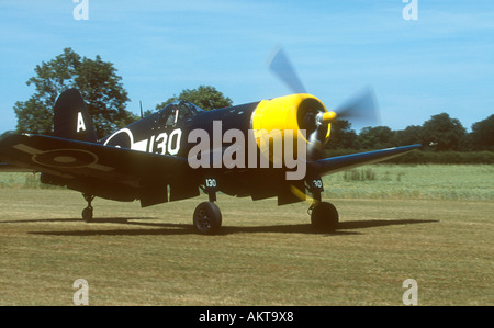 Goodyear (Chance-Vought) FG-1D Corsair 130 A G-FGID taking off from Breighton Airfield Stock Photo