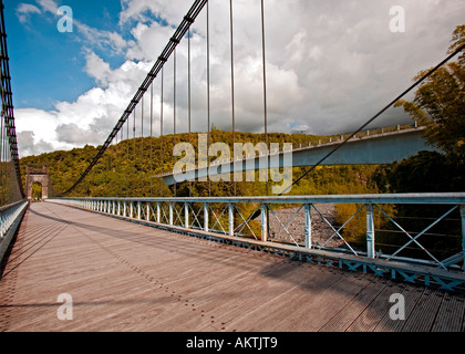 [Historic ^Suspension ^Bridge] with newer replacement alongside - 'Réunion' Stock Photo