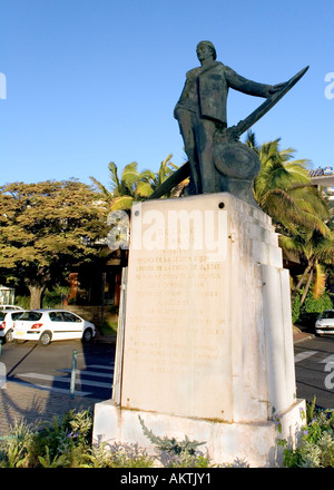 Statue of 'Roland Garros', French aviator from World War I - 'Saint-Denis', 'Réunion' Stock Photo