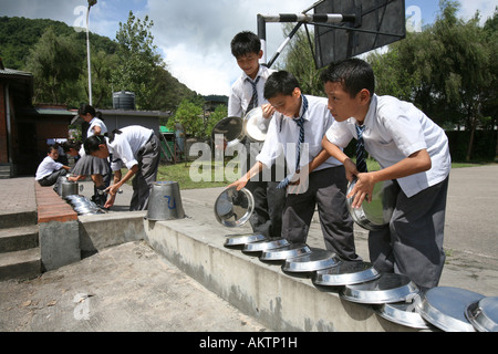All Tibetan children in Nepal refugees are going to special Tibetan boarding schools where they are thought Stock Photo