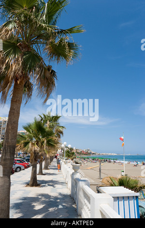 Beach and promenade, Benalmadena Costa, Costa del Sol, Malaga Province ...