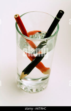 Refraction in a glass of water - Stock Image - C023/0648 - Science