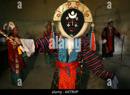 Traditional tibetan dances Their folklore and traditional dresses are wide practised among tibetan refugees in Nepal Stock Photo