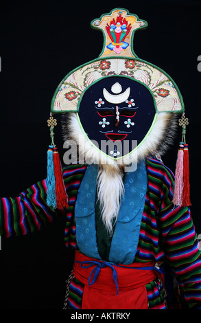 Traditional tibetan dances Their folklore and traditional dresses are wide practised among tibetan refugees in Nepal Stock Photo