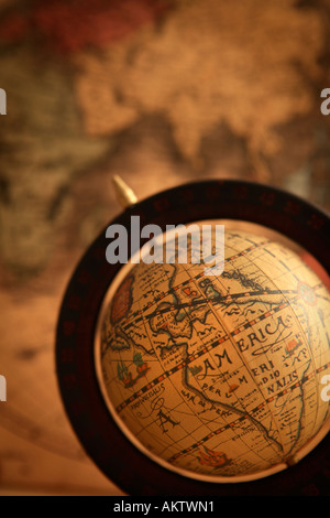 Old Globe and Map Stock Photo