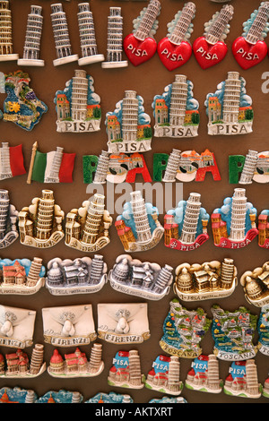 Fridge magnet magnets souvenirs for sale, Pisa, Italy Europe Stock Photo