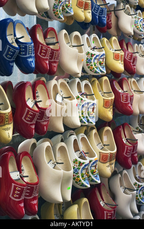 wooden clogs on a stall in Amsterdam flower market Stock Photo