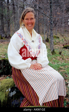 Swedish woman in traditional dress Stock Photo