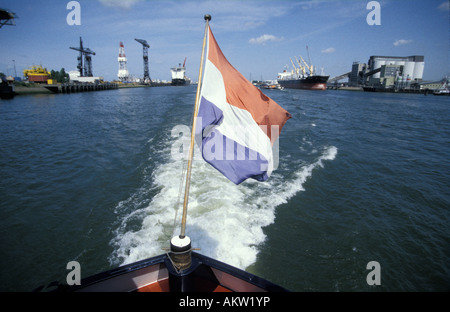 Rotterdam inland shipping on the Dutch rivers a ship leaving the port of Rotterdam Stock Photo