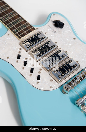 Close-up studio shot of a retro style electric guitar in detail Stock Photo
