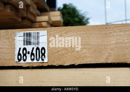Timber ready for use on construction site in the uk Stock Photo