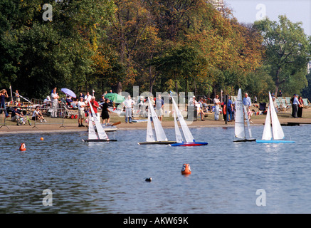 Radio Controlled Model Yachts at Hyde Park in London Stock Photo