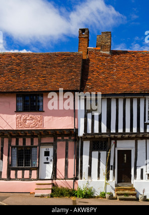 Half timbered traditional buildings in historic Lavenham Village Suffolk England UK with typical vernacular architecture Stock Photo