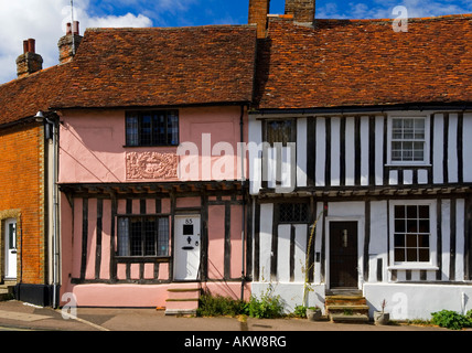 Half timbered traditional buildings in historic Lavenham Village Suffolk England UK with typical vernacular architecture Stock Photo