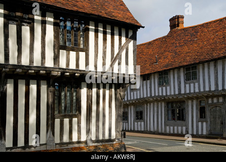 Half timbered traditional buildings in historic Lavenham Village Suffolk England UK with typical vernacular architecture Stock Photo