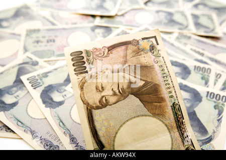 Japanese Notes, close-up Stock Photo