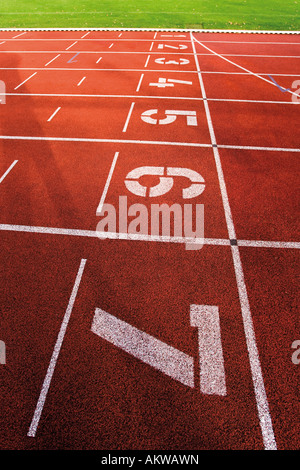 Painted numbers on running track Stock Photo