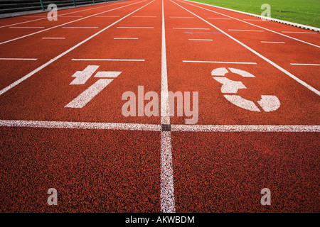 Painted '3' and '4' on running track Stock Photo